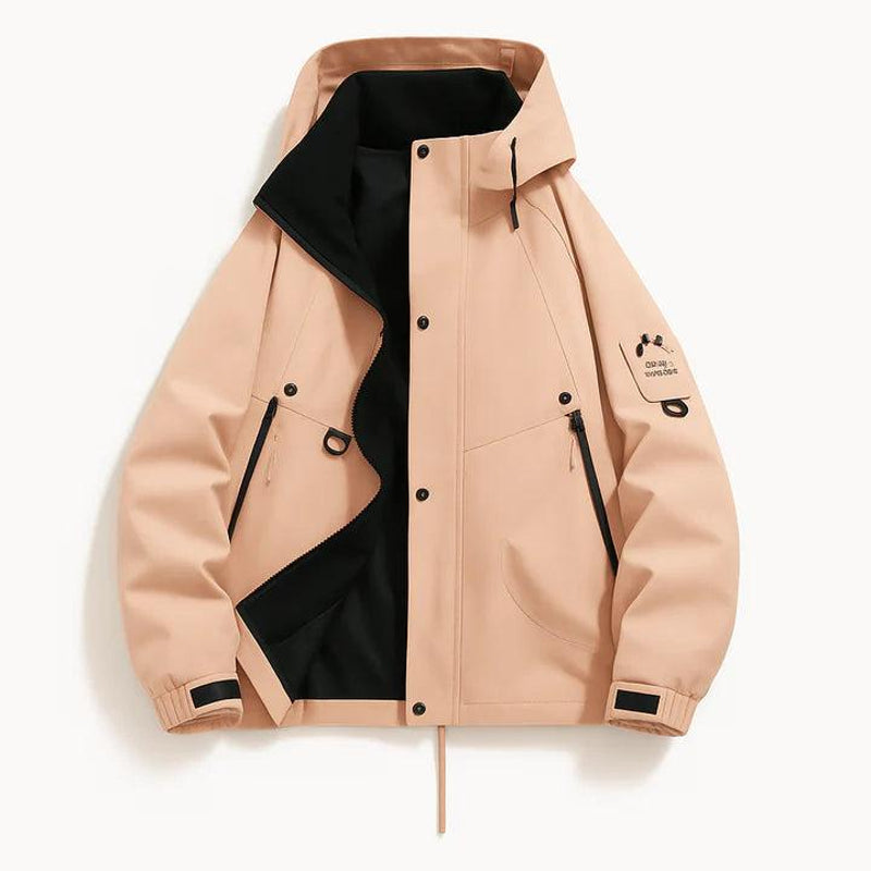 Men's hooded jacket with zip pockets in pink