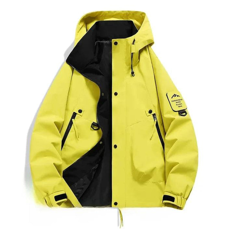 Men's hooded jacket with zip pockets in yellow