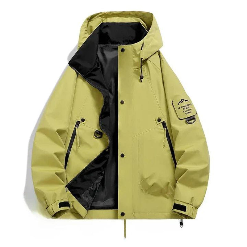Men's hooded jacket with zip pockets in lime green