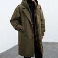 Men's hooded long parka in army green