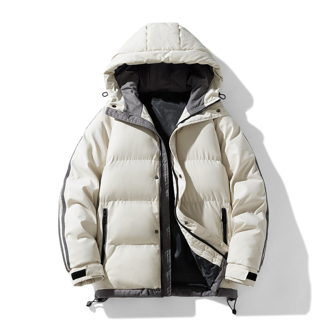 Men's off-white hooded puffer jacket
