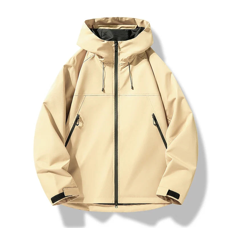 Men's hooded shell jacket in light yellow