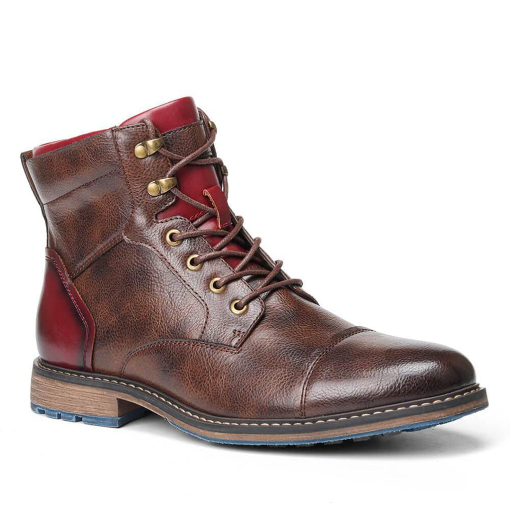Men's brown cap toe boot – outer side