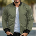 Men's Light Bomber Jacket with Sleeve Pocket in olive green