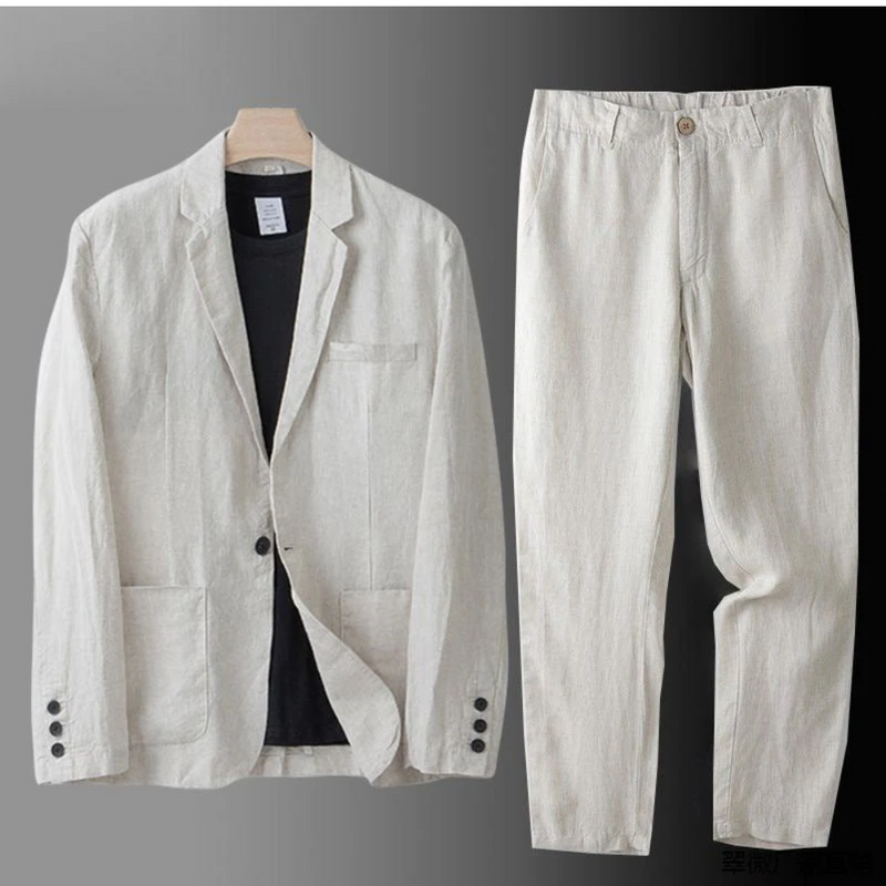Men's cardigan and trousers set in beige