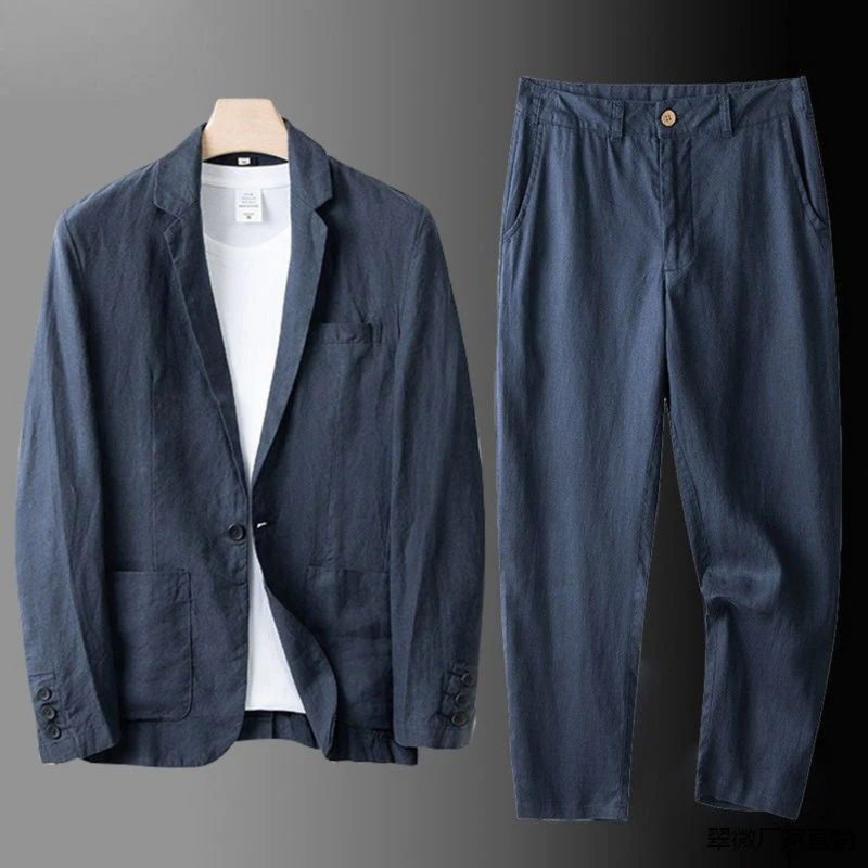 Men's cardigan and trousers set in dark blue