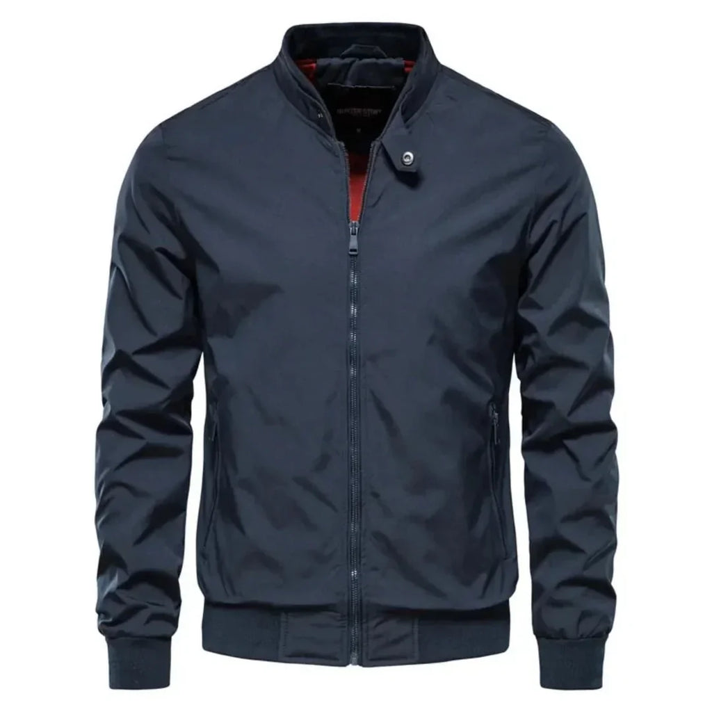 Men's navy lightweight stand collar jacket