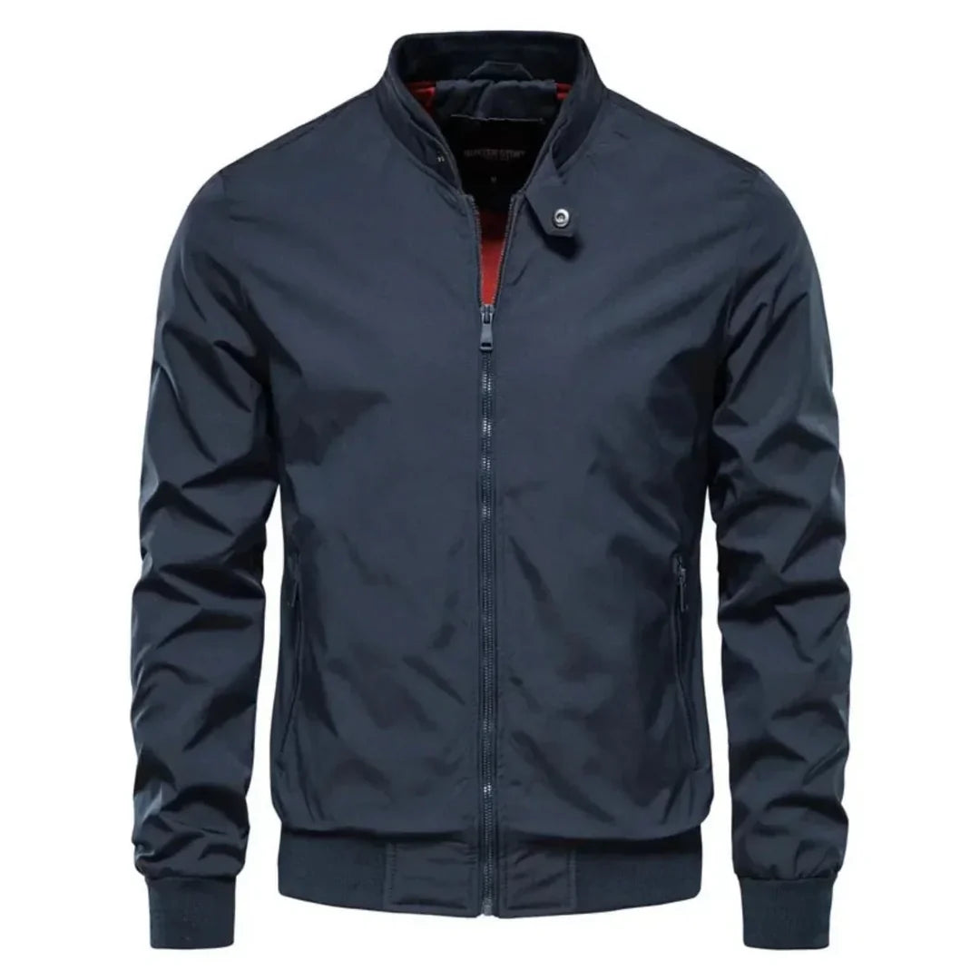 Men's navy lightweight stand collar jacket