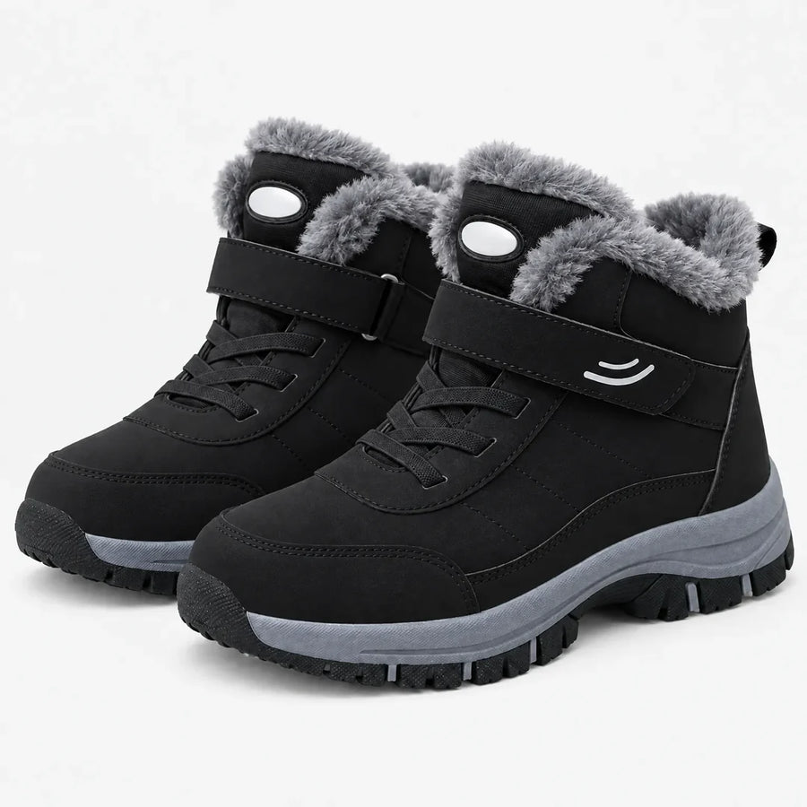 Men's Lined Winter Ankle Boots with Strap Closure for Snowy Days