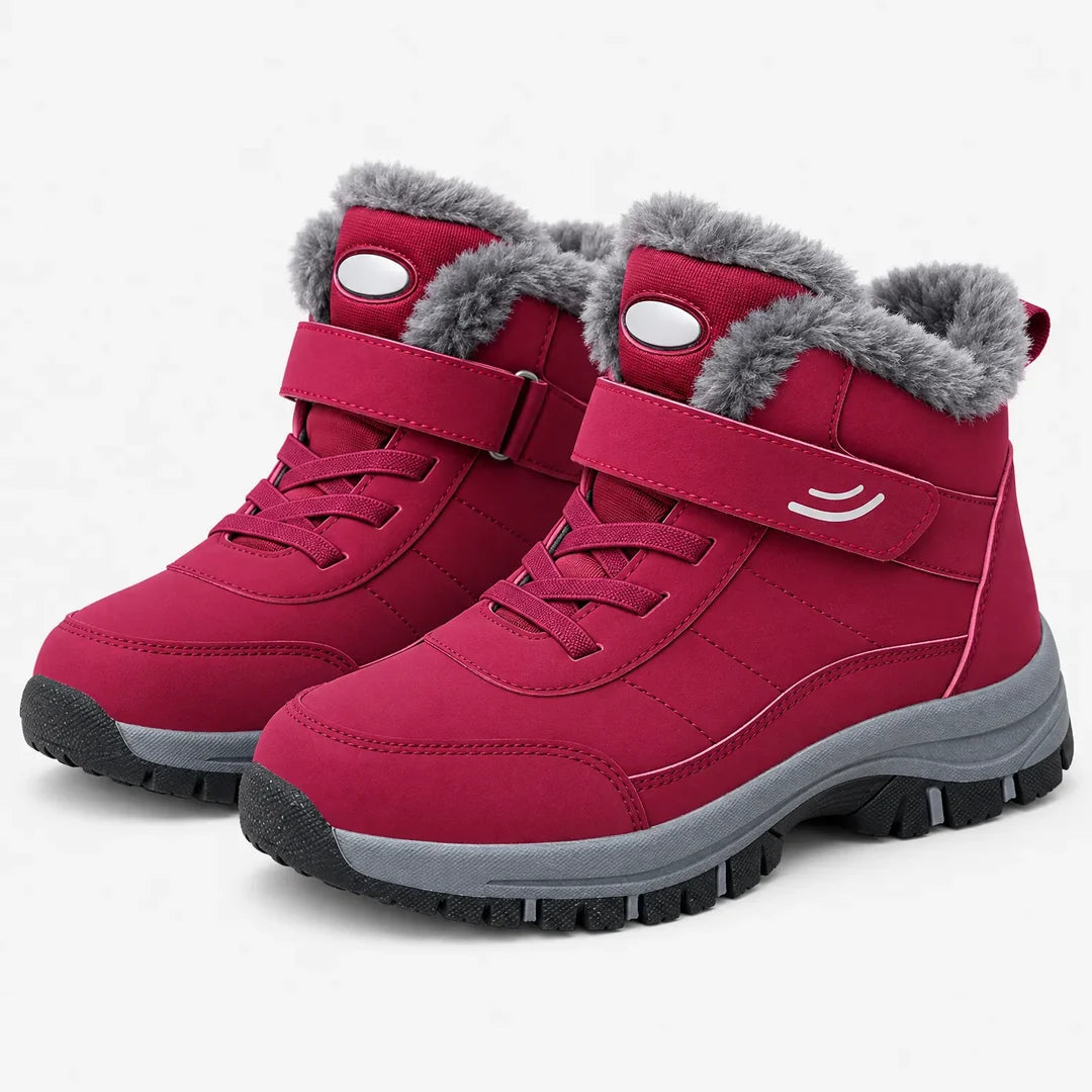 Pair of men's red lined winter ankle boots