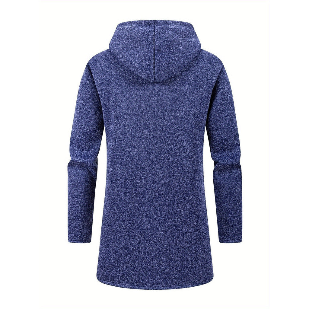 Men's blue melange hooded coat – back view