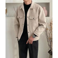 Men's Overshirt Jacket with Flap Chest Pockets in beige