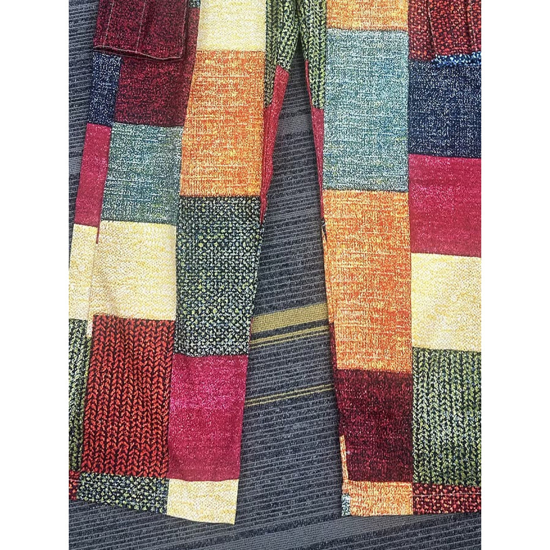 Close-up of the multicolour patchwork fabric