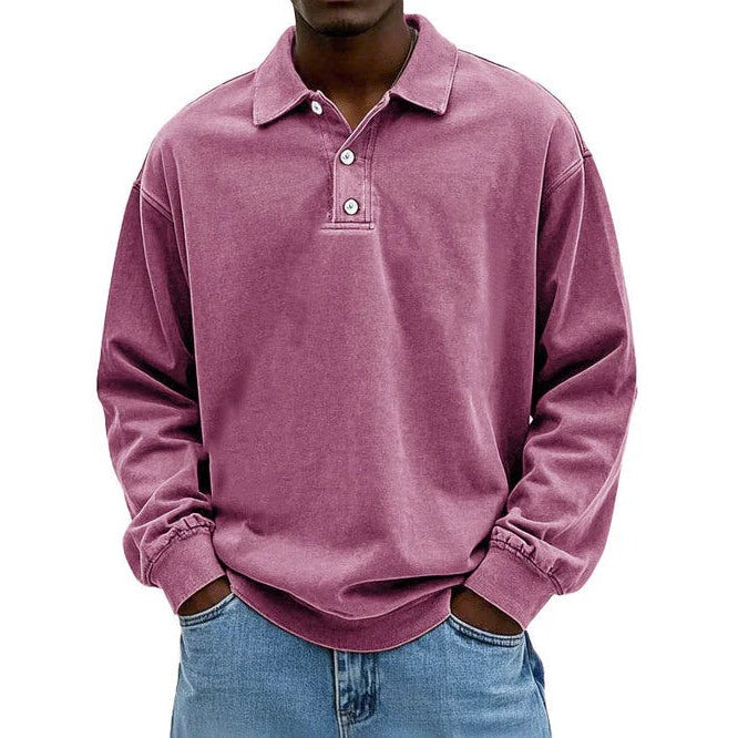 Men's polo collar sweatshirt in pink