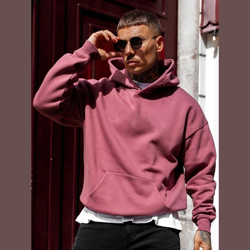 Men's pullover hoodie in dark pink