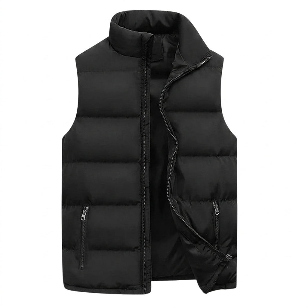 Men's black quilted puffer gilet – front view