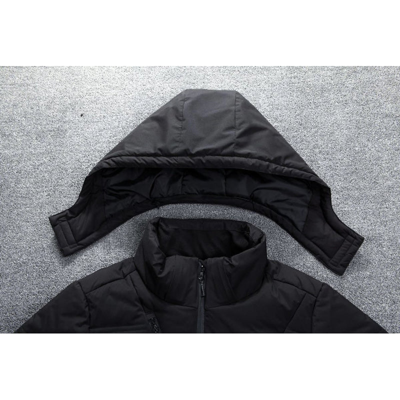 Men's quilted winter jacket with detachable hood – hood detail