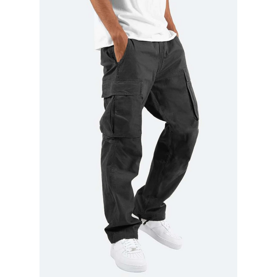 Men's Relaxed Cargo Trousers with Drawstring Hems for Everyday Wear