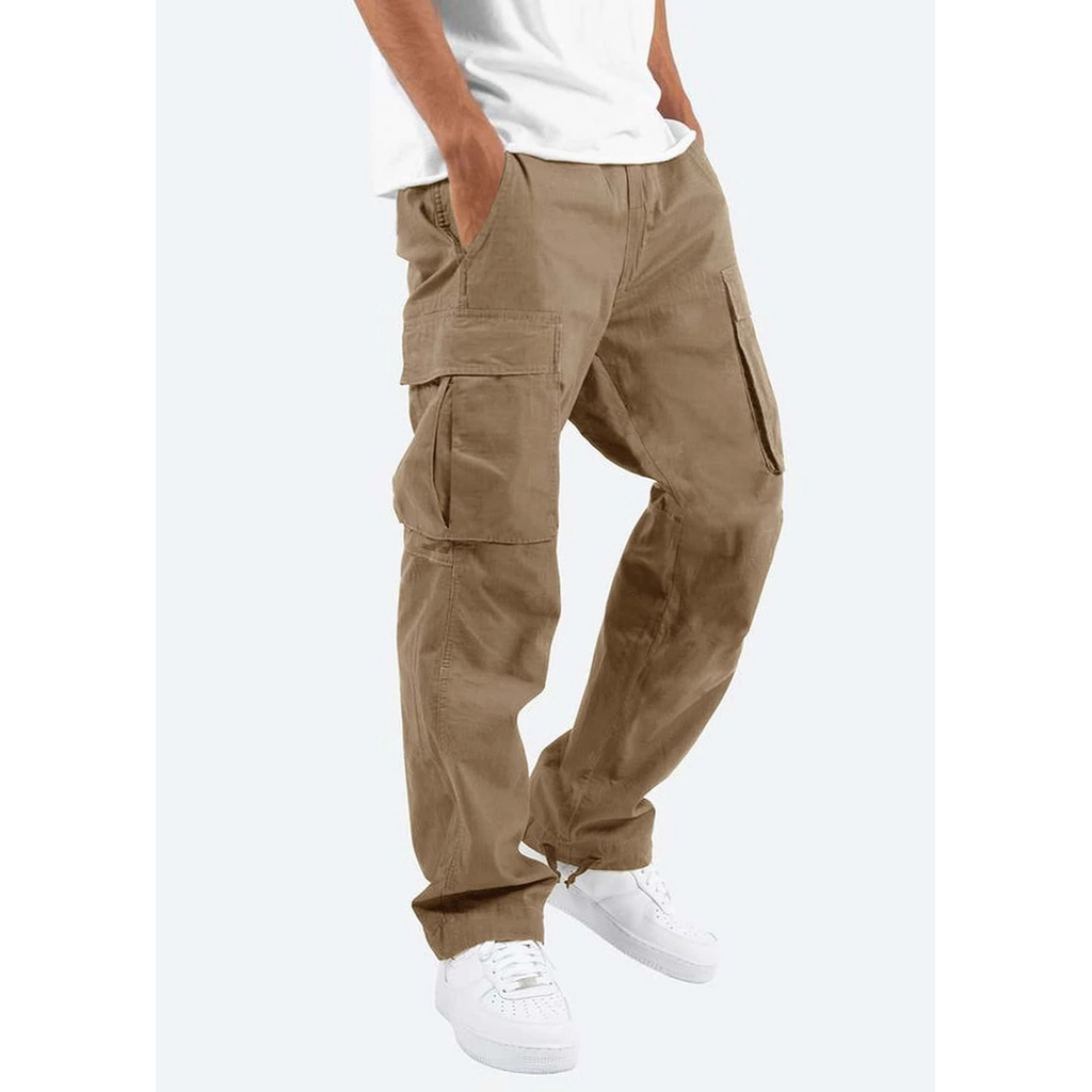 Men's khaki relaxed cargo trousers