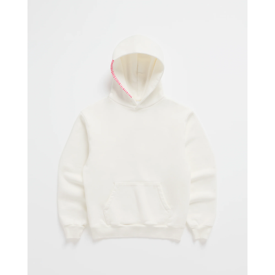 Men's white pullover hoodie with kangaroo pocket