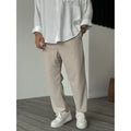 Men's beige relaxed straight leg trousers – front view