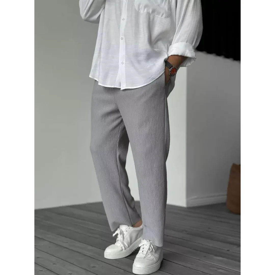 Men's grey relaxed straight leg trousers