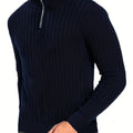 Men's ribbed quarter-zip sweater in navy blue