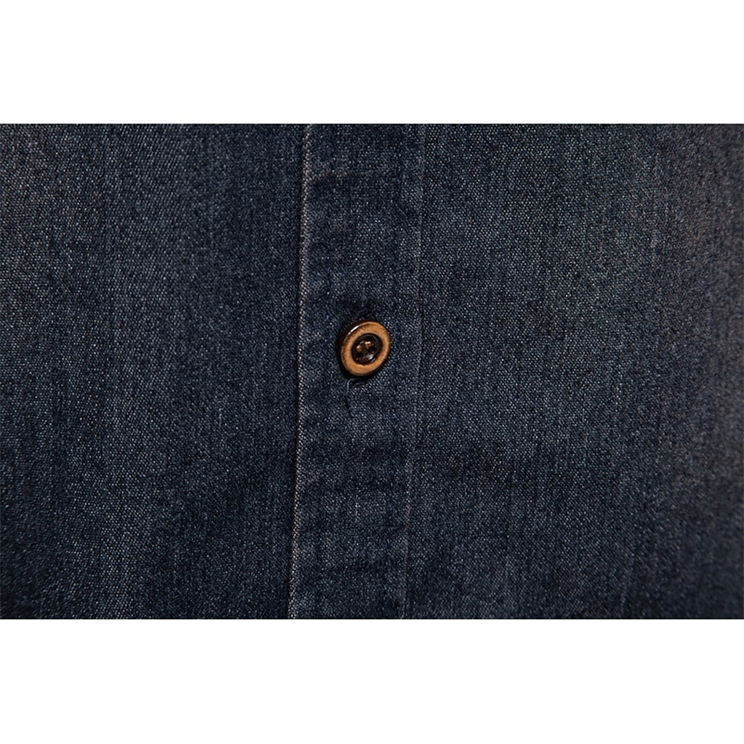 Close-up of the shirt fabric and button