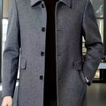 Men's dark grey single-breasted short overcoat