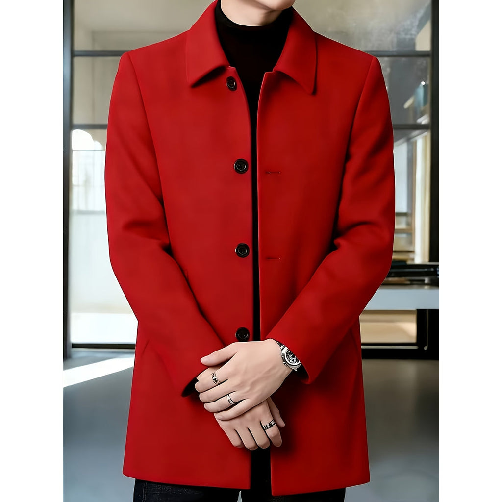 Men's red overcoat – front view