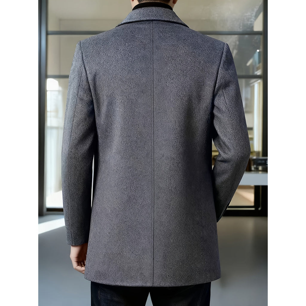 Men's dark grey overcoat – back view