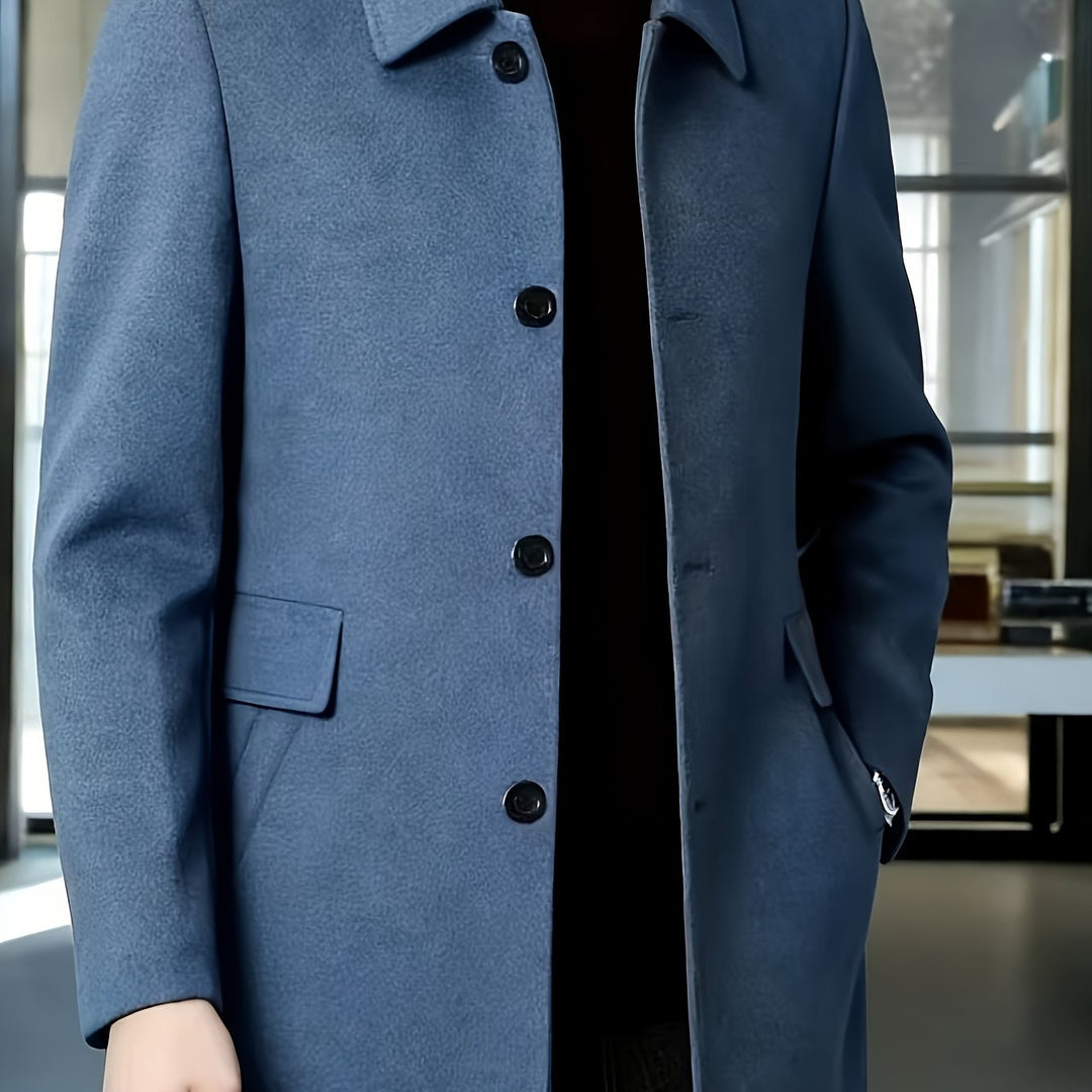 Men's sky blue single-breasted overcoat