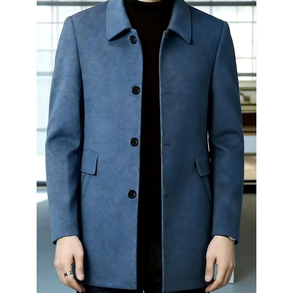 Men's sky blue short overcoat – front view