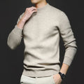 Men's soft knit half turtleneck sweater in oatmeal
