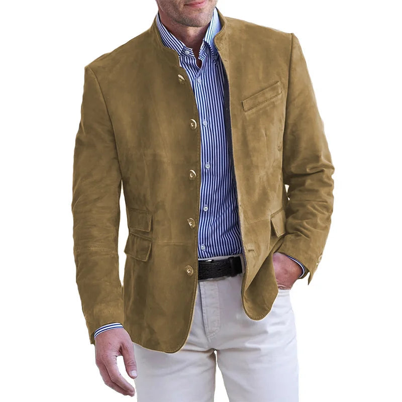 Men's structured single-breasted blazer in beige