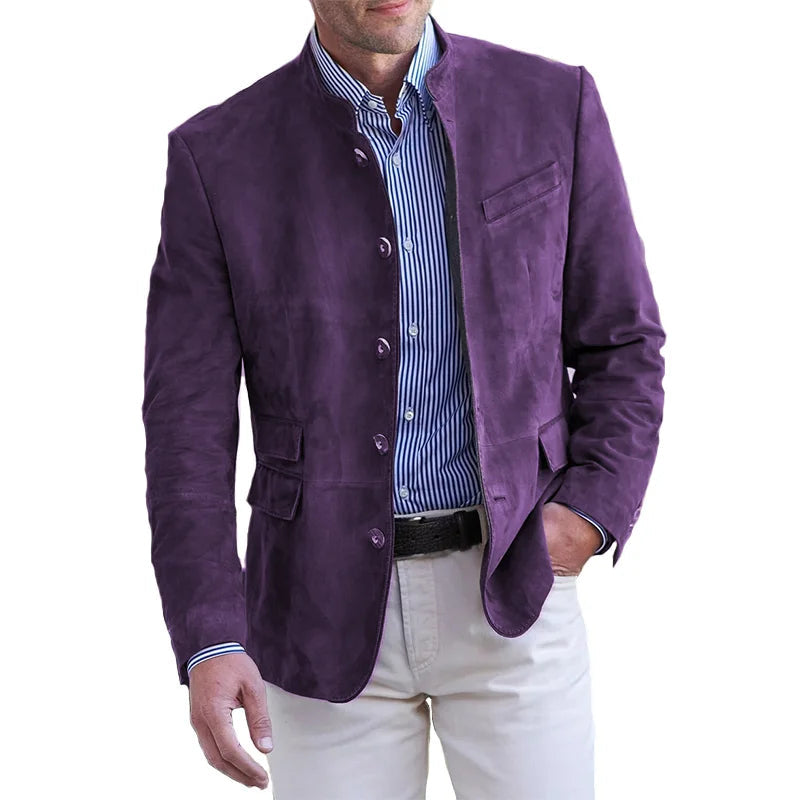 Men's structured single-breasted blazer in purple