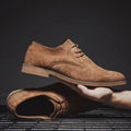 Men's suede look derby shoes in tan