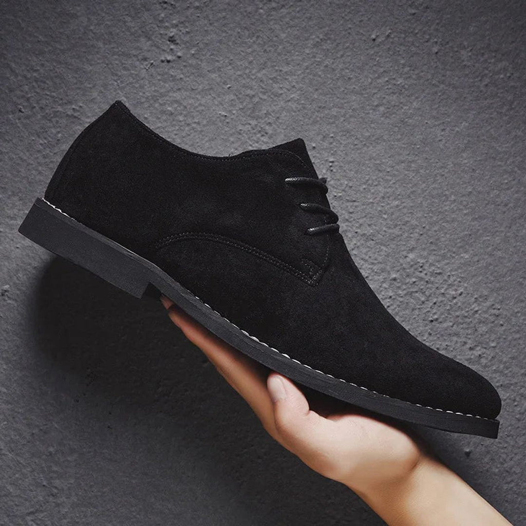 Men's suede look derby shoes in black