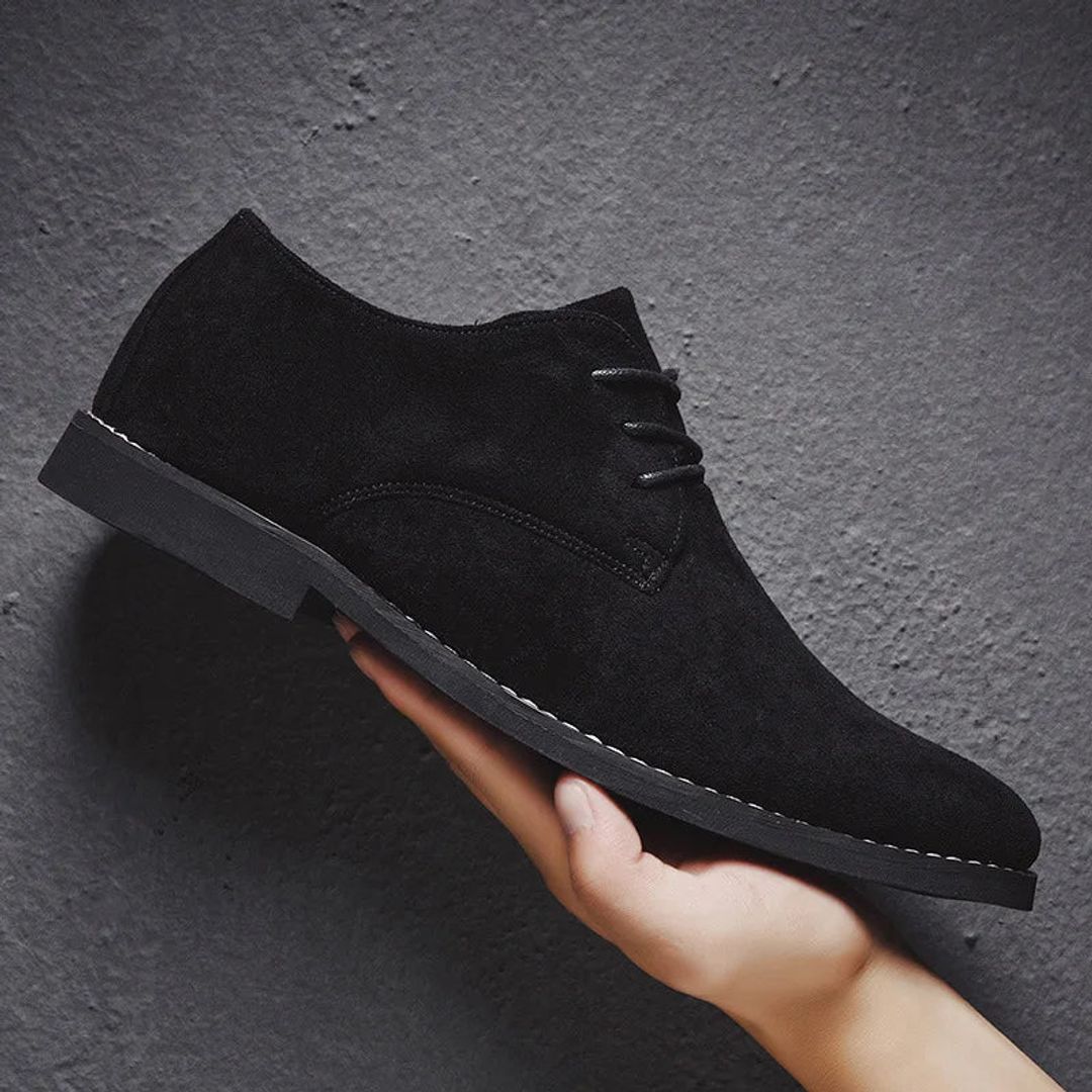 Men's suede look derby shoes in black