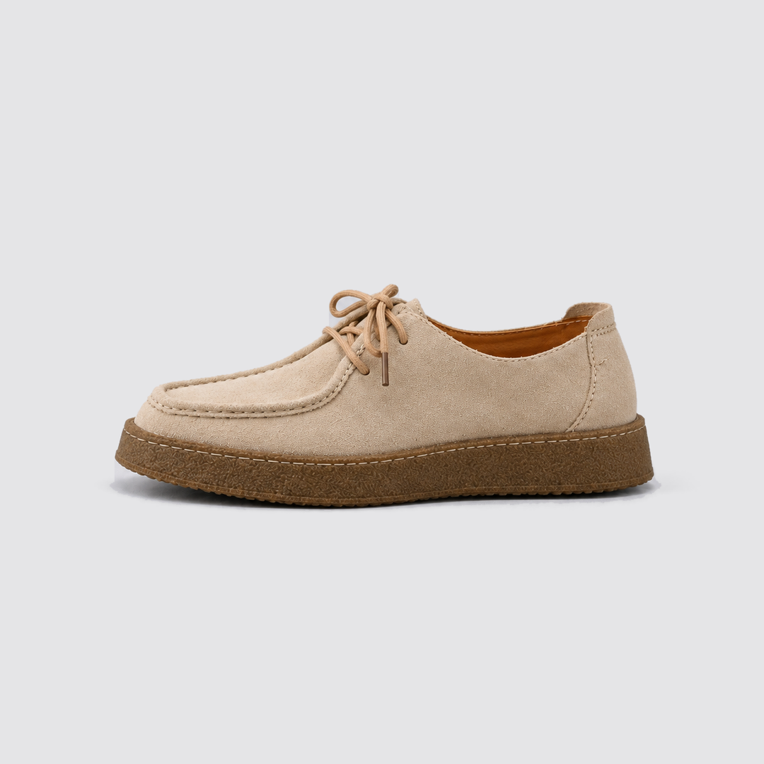 Men's beige moccasin shoe with crepe sole