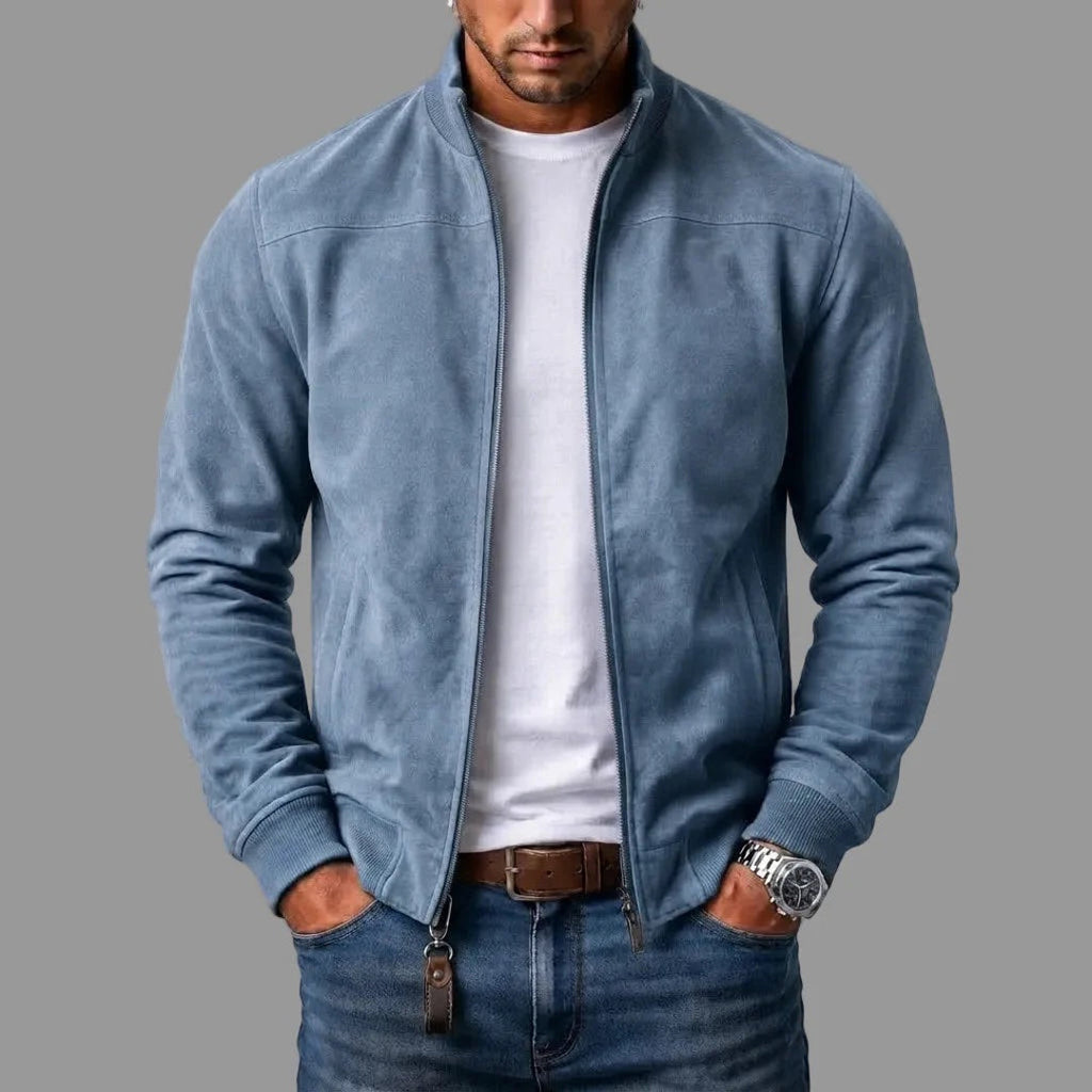 Men's light blue suede-look jacket