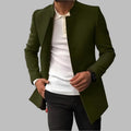 Men's tailored coat with stand collar in army green