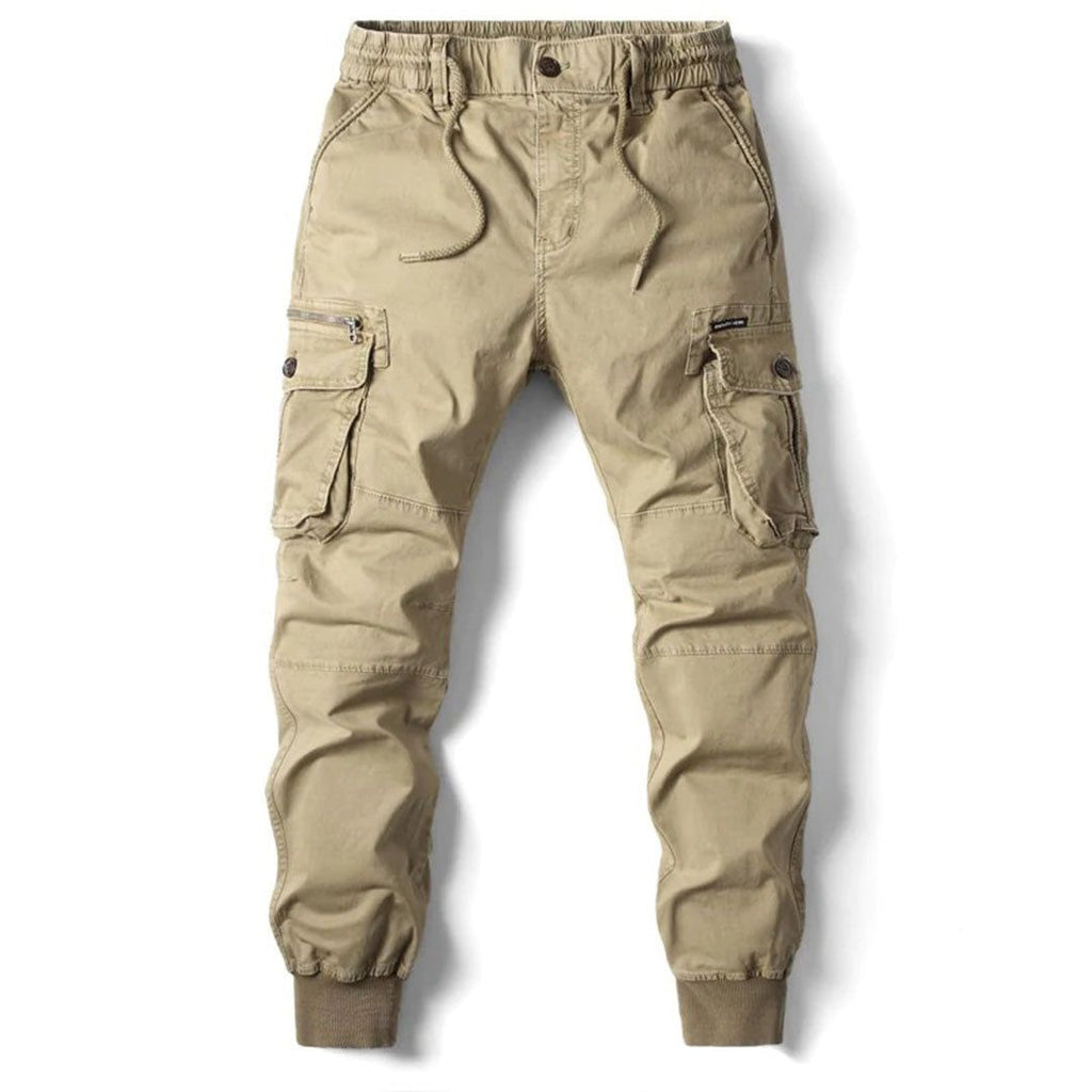 Men's tapered cargo trousers in khaki