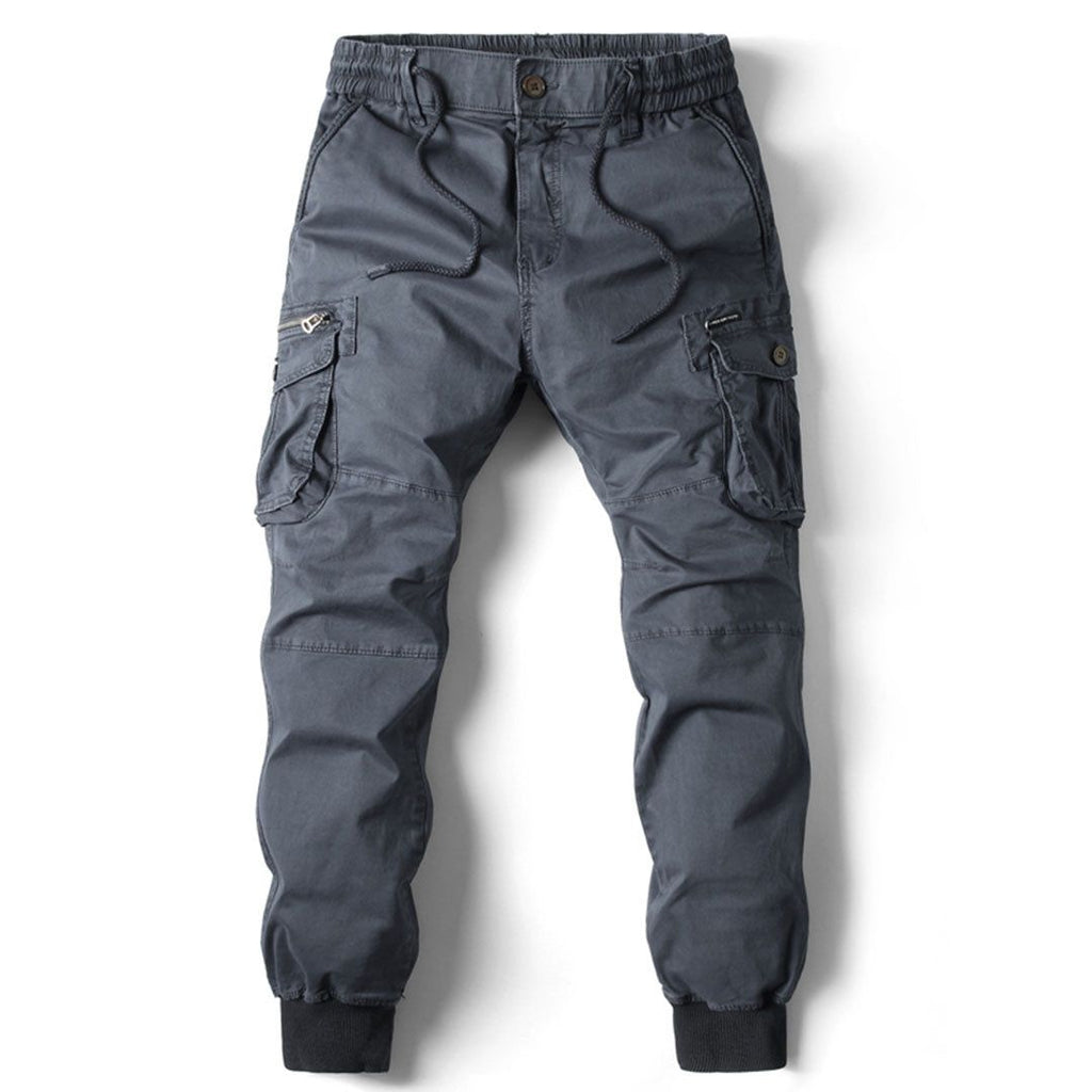 Men's tapered cargo trousers in dark grey
