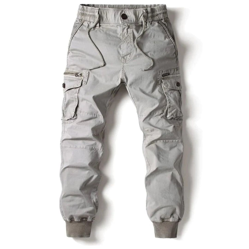 Men's tapered cargo trousers in light grey