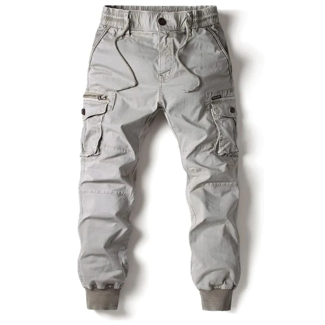 Men's tapered cargo trousers in light grey