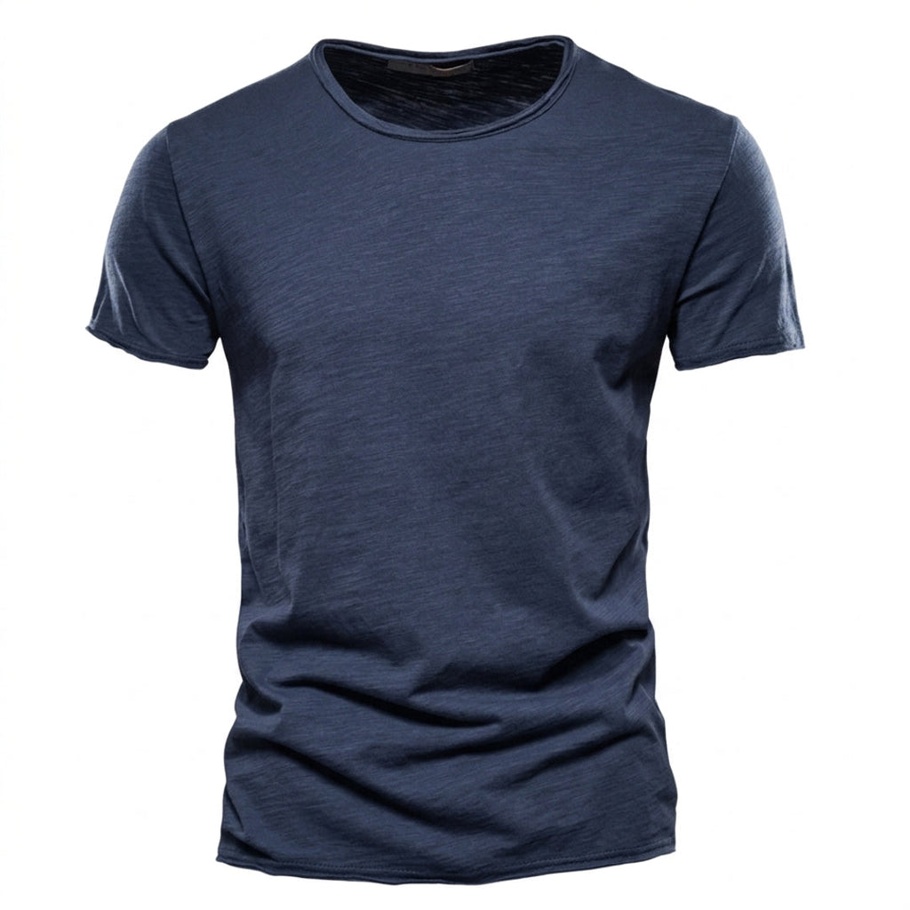 Men's navy textured T-shirt
