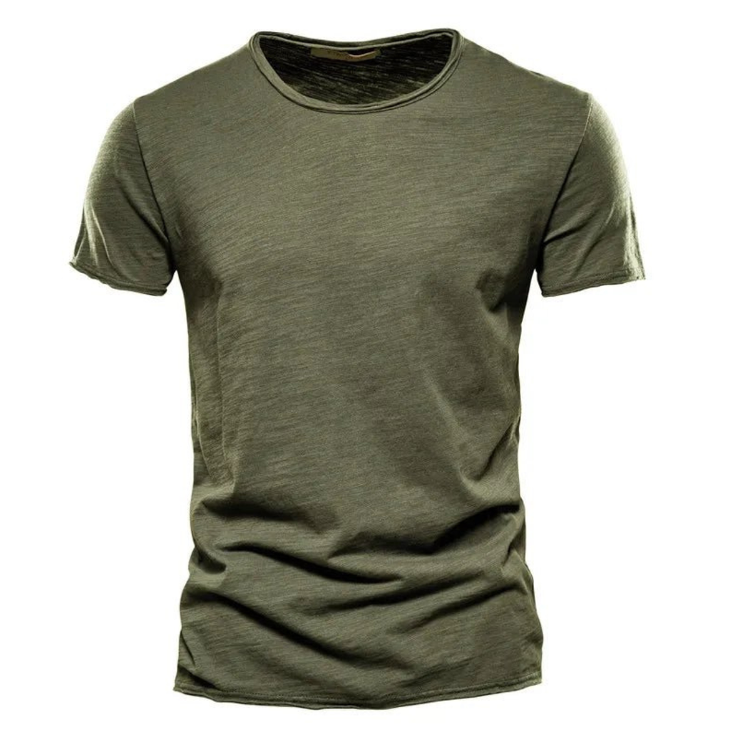 Men's olive green crew neck T-shirt