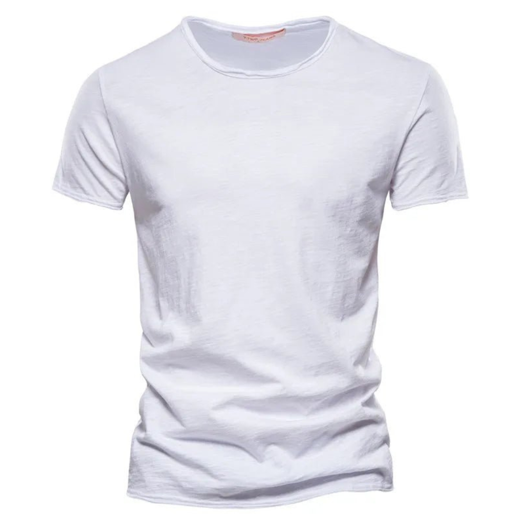 Men's white crew neck T-shirt