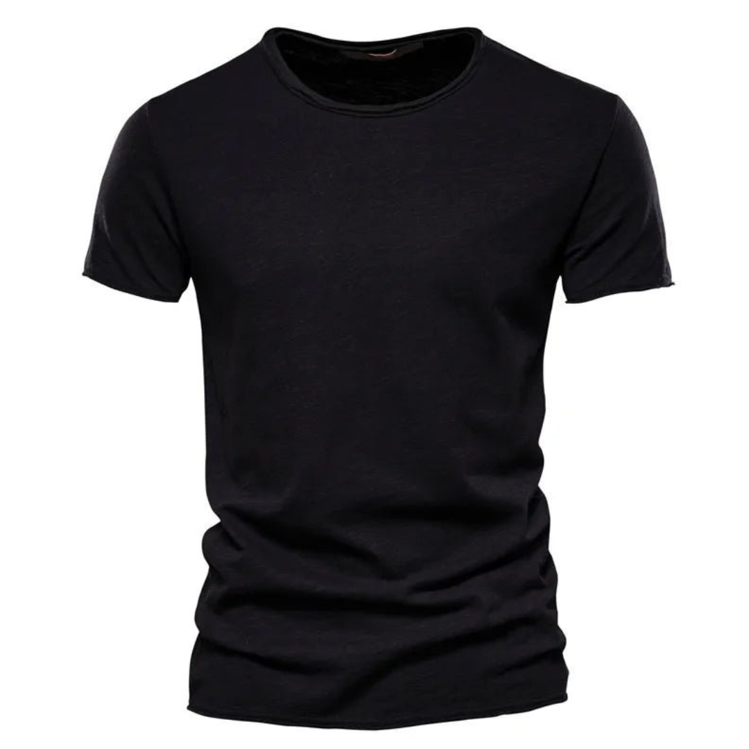 Men's black textured crew neck T-shirt